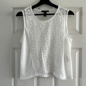 Forever21 white knit tank with crochet detail